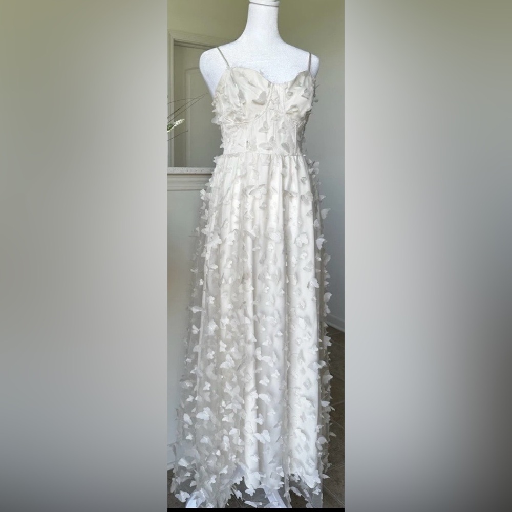 Thirty Thirty LA Elegant Cream Butterfly Maxi Dress